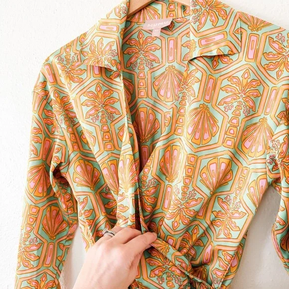 Show Me Your MuMu Womens Pink & Green Clara Silky Mini Dress - Picture 8 of 10